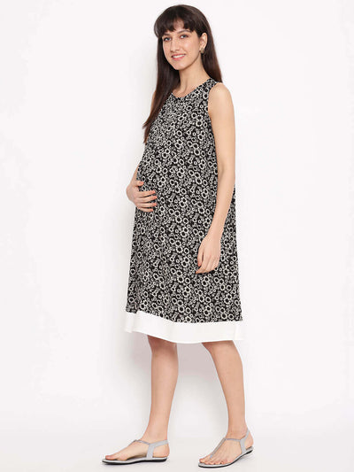 Sustainable Women Maternity Dress With Feeding Access