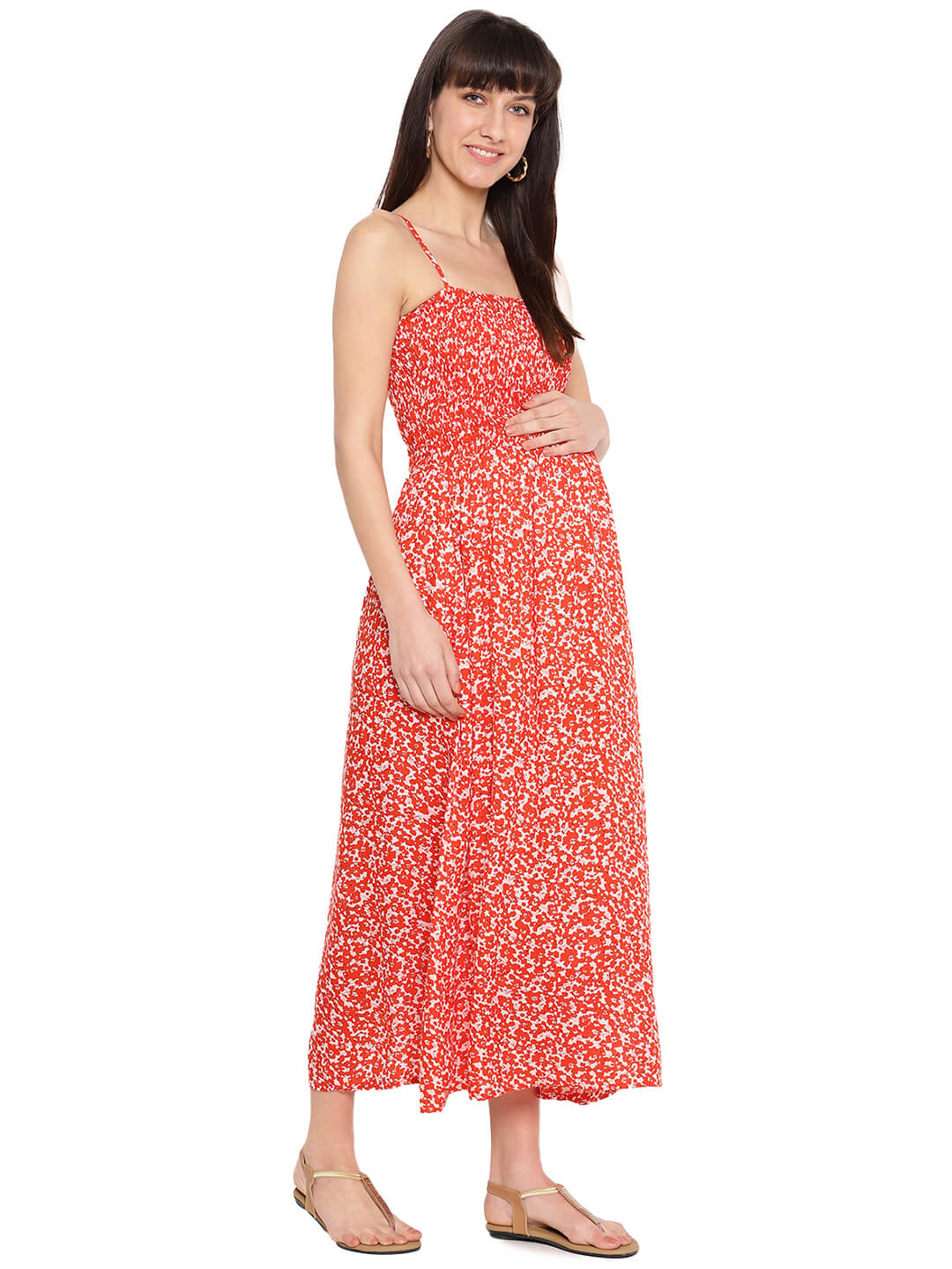 Sustainable Women Maternity Smocked Beach Maxi Dress