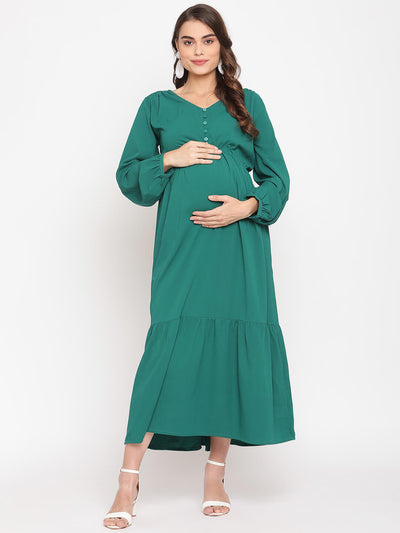 Maternity Solid Dress With Nursing Access